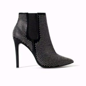 Zara Studded Black Spike Heel Ankle Boots